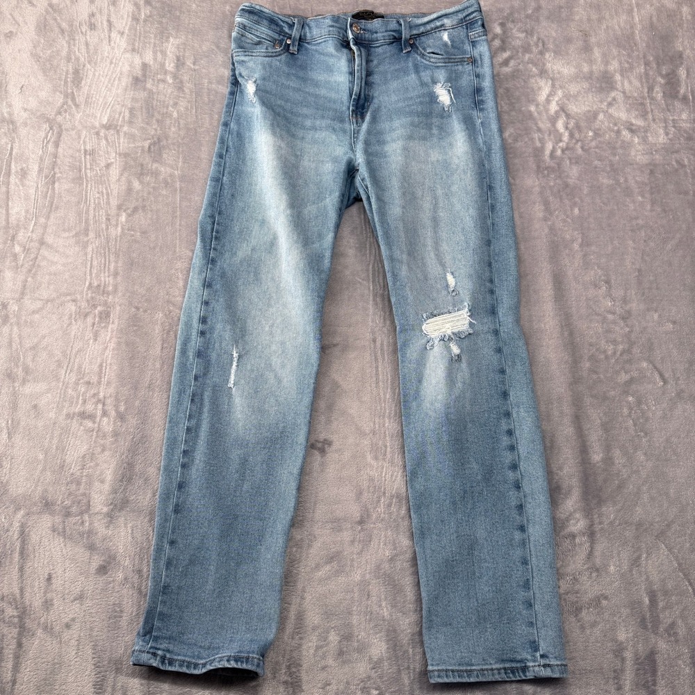 Rachel Rachel Roy Straight Leg Jeans Women 12/31 Distressed Blue Light Wash